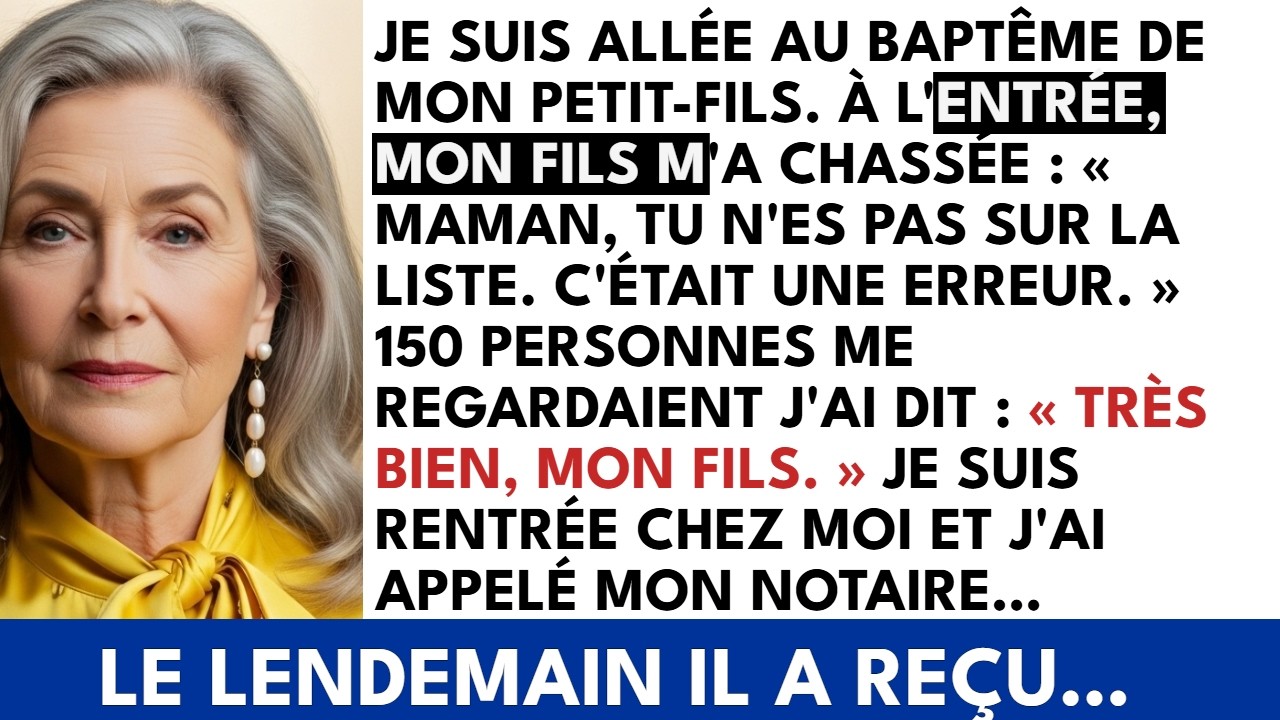 Mon Fils m'a chassée du baptême de mon petit-fils : « Tu n'es pas sur la liste, Maman » — Le lend…